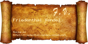 Friedenthal Vendel névjegykártya